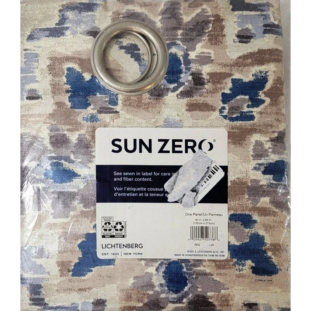 NEW Sun Zero Darkening Floral Linen Watercolor 1 Panel Grommet Curtain 40x84 - Picture 2 of 8